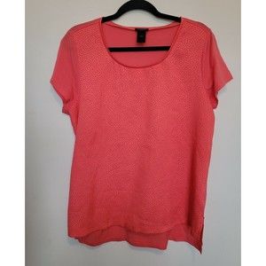 Ann Taylor Womens Coral Short Sleeve Top Size Large